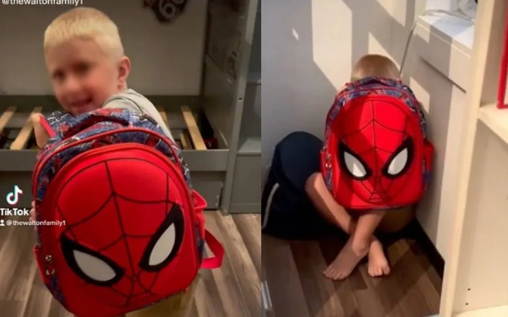 VIRAL: una mujer le enseña a su hijo a usar una mochila antibalas y desató gran polémica