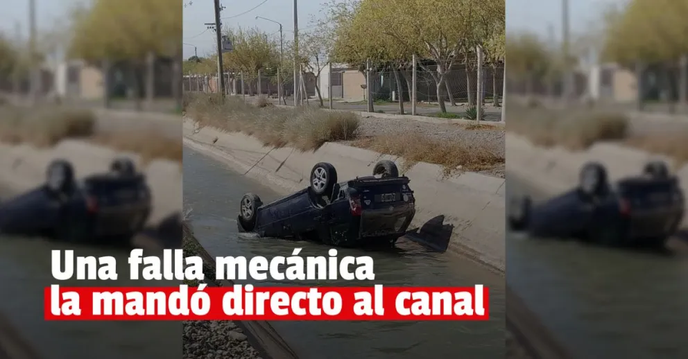 Una mujer terminó dentro de un canal por un desperfecto mecánico