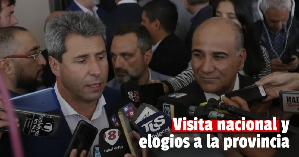 El jefe de Gabinete llegó a San Juan y recorrió obras junto al gobernador
