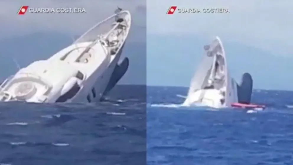 Video: un yate lujoso se hundió en la costa de Italia y de milagro no hubo heridos