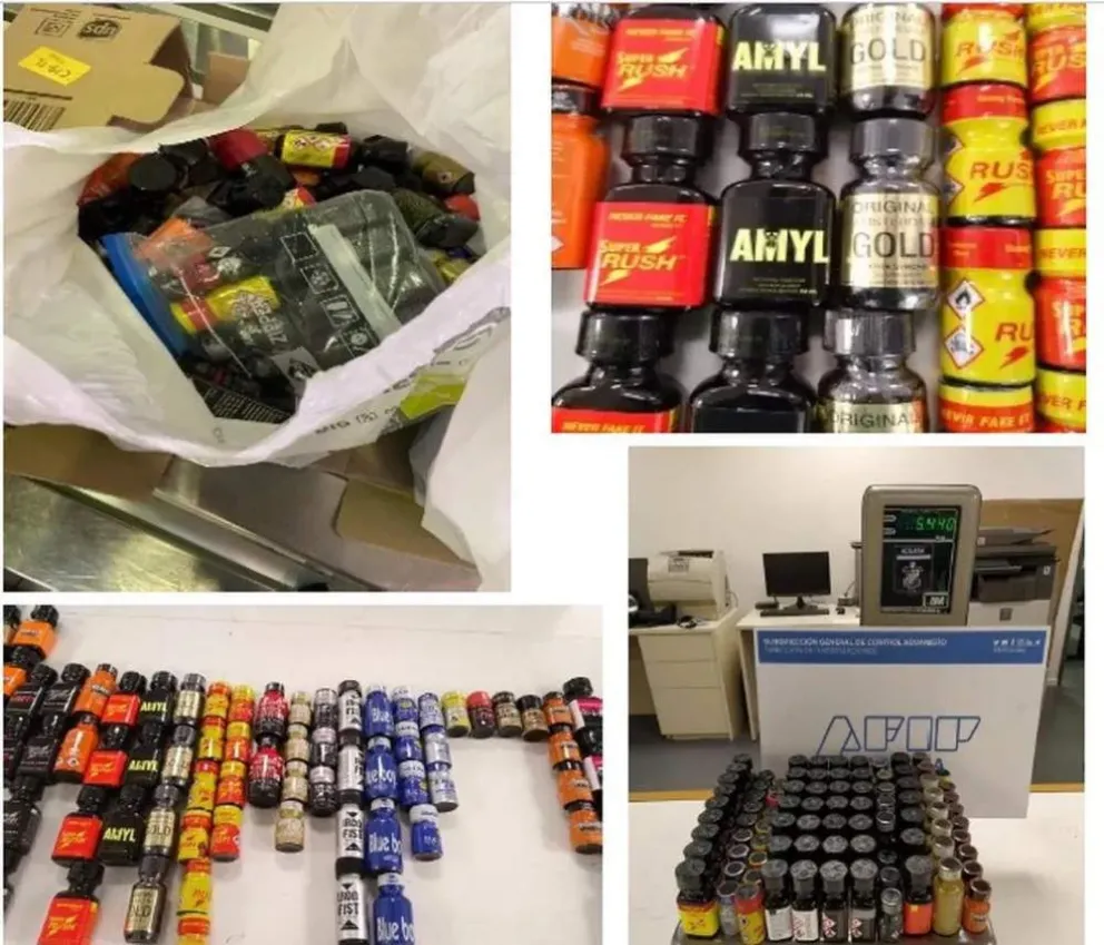 De película: detuvieron en la Aduana a un argentino con frascos de droga sexual