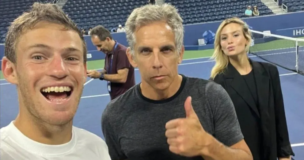 Previa del US Open: la divertida práctica del Peque Schwartzman con Ben Stiller 