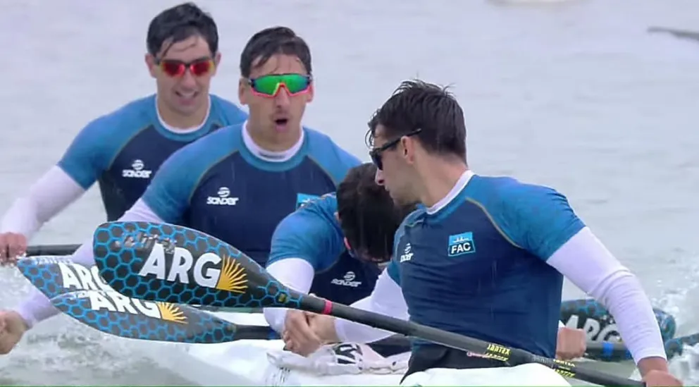 ¡Histórico! con el viedmense Piero Pizarro, el K4 argentino se metió en el top 10 del Mundial U23 de Hungría