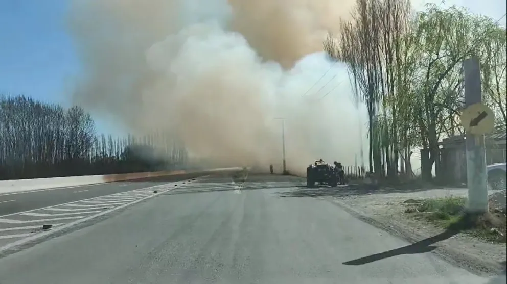 Ruta 22: Se incendió una chacra en cercanías a una estación de servicio 