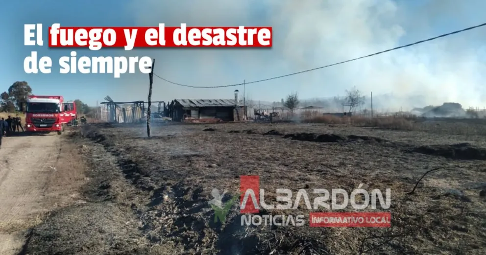 Un incendio consumió por completo una casa y dos autos en Albardón 
