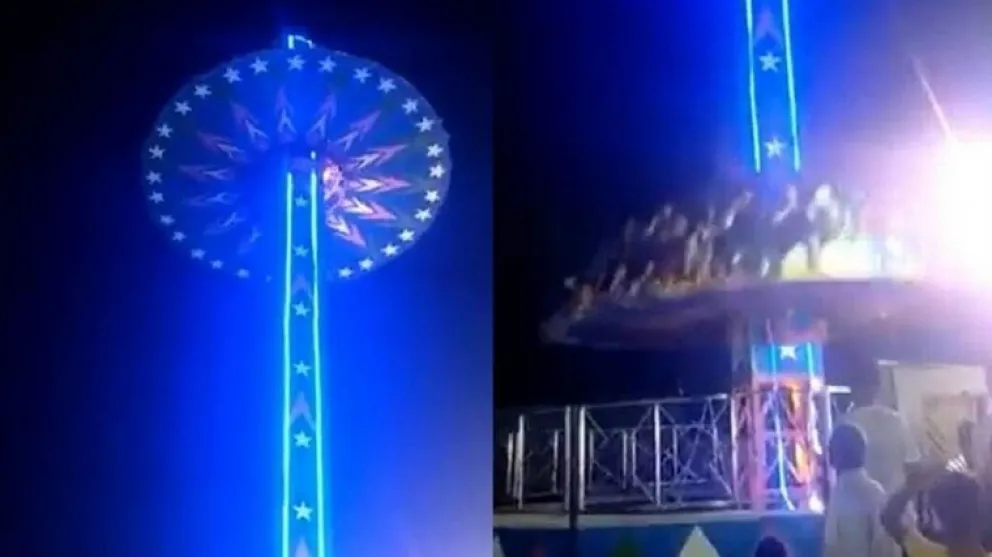 Video impactante: así caía un juego mecánico en un parque de diversiones en la India