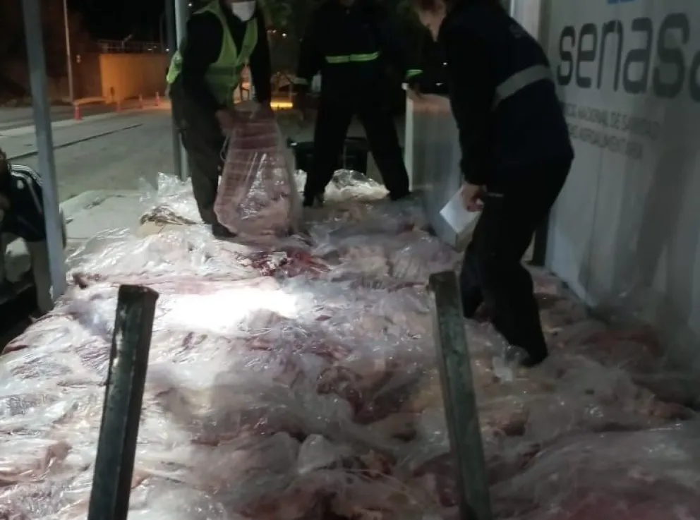 No lograron ingresar los 768 kilos de carne con hueso que traían a la región