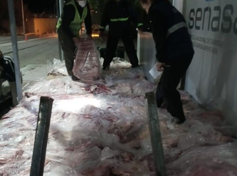 No lograron ingresar los 768 kilos de carne con hueso que traían a la región