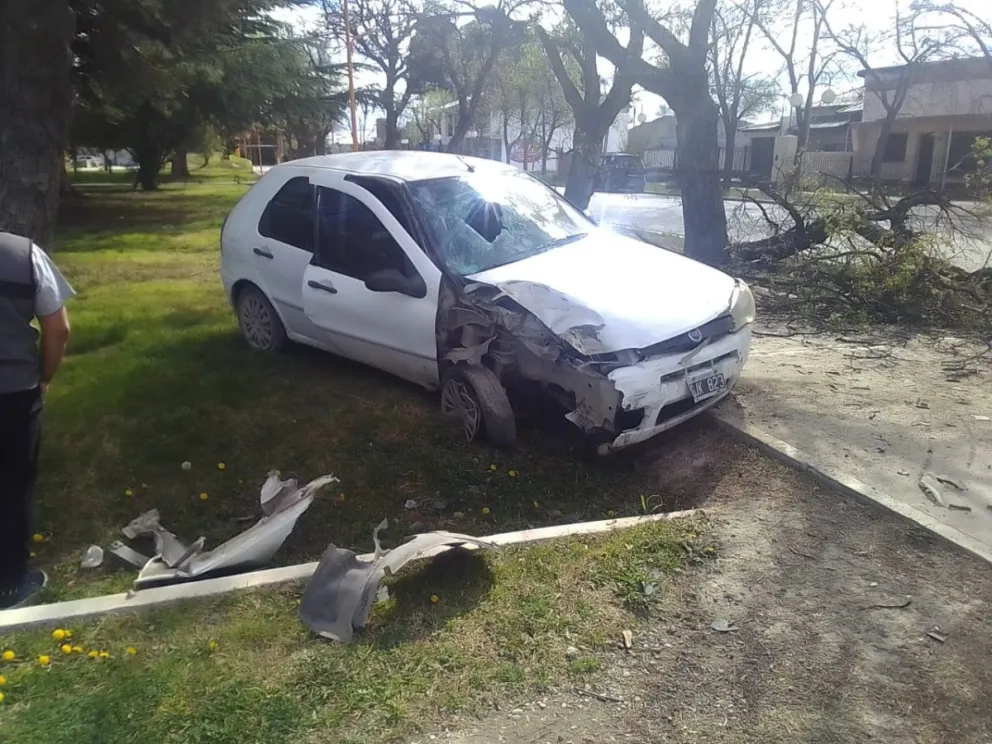 Perdió el conocimiento mientras manejaba y terminó chocando contra los árboles de una plaza