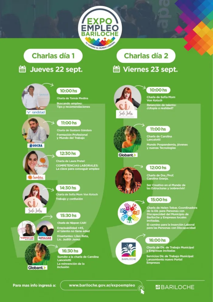 Éstas son las Charlas de la Primera "Expo Empleo Bariloche"
