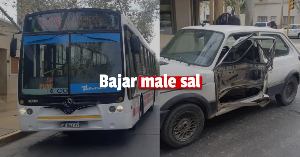 Un colectivo destrozó la puerta de un auto estacionado   