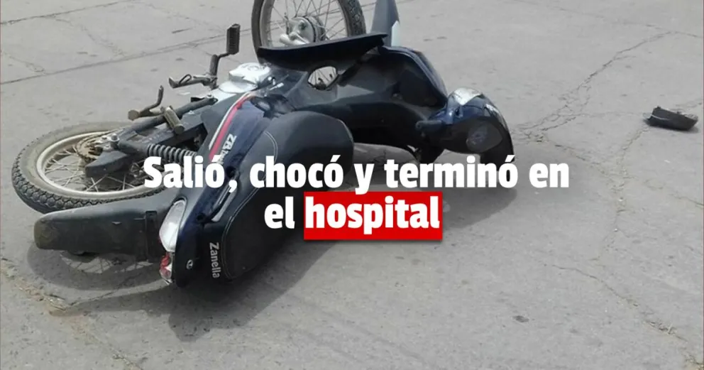 Una moto chocó contra un auto y su conductora terminó en el hospital 