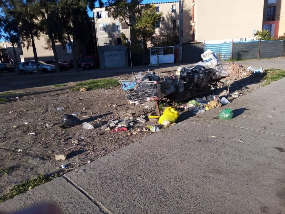 La frazada corta y la sábana larga con los nuevos contenedores de basura en los barrios FONAVI