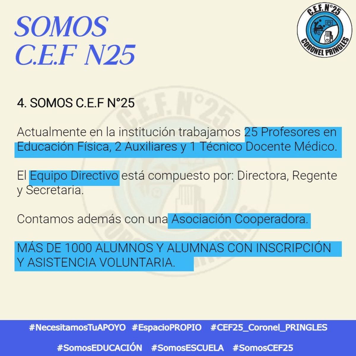 "Necesitamos tu apoyo para el espacio propio y realizar nuestras actividades" 