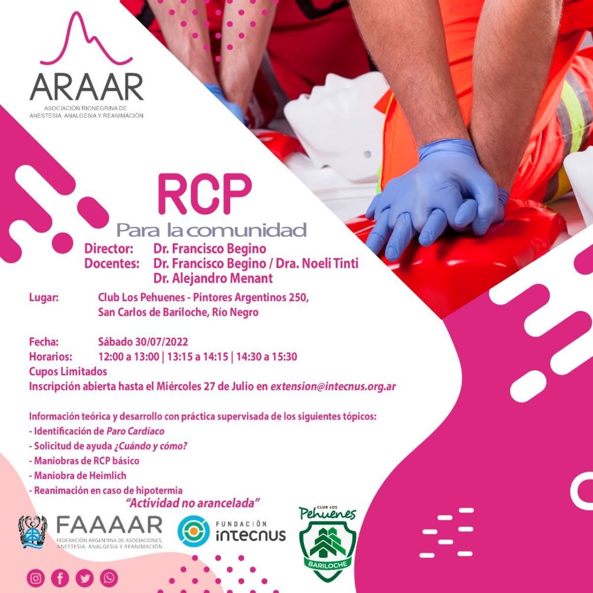 Intecnus invita a una jornada gratuita de RCP