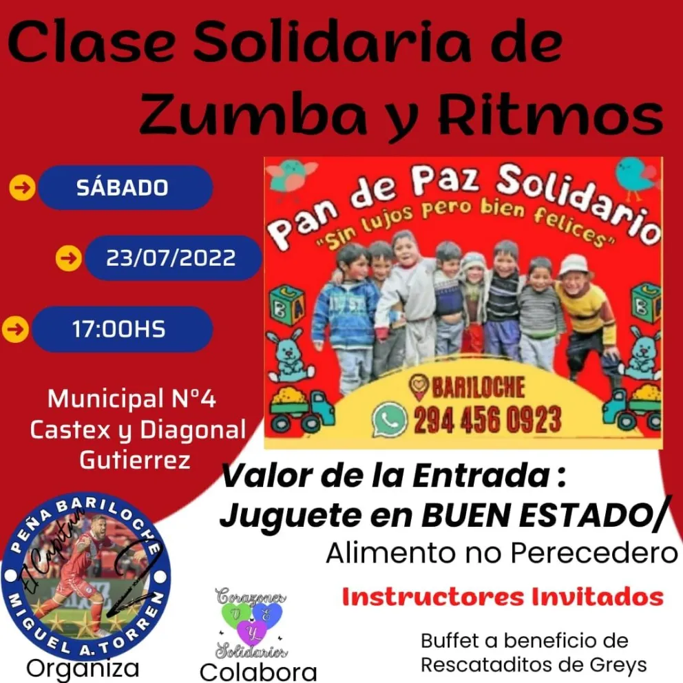 Organizan clase solidaria de zumba y ritmos para el Merendero Pan de Paz