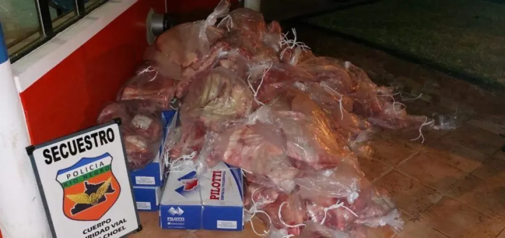Decomisan cerca de una tonelada de carne vacuna en un control policial