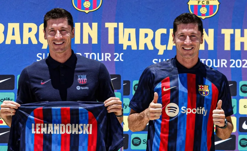 Lewandowski lució sus nuevos colores: fue presentado como nuevo jugador de Barcelona