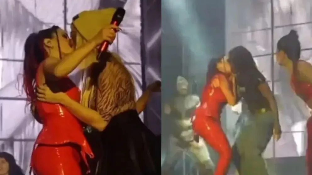 Lali Espósito, a los besos con Nati Jota y otros influencers arriba del escenario