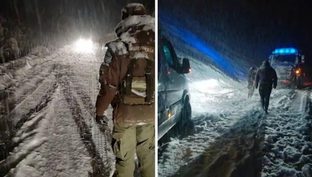 Gendarmes rescatan a 47 personas que quedaron varadas en medio de las intensas nevadas