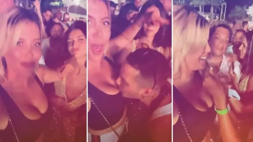 Wanda Nara y una picante noche en Ibiza: fue sorprendida con un beso en su escote
