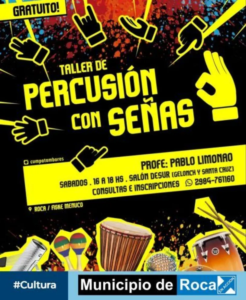 Ya están abiertas las inscripciones al taller de percusión con señas