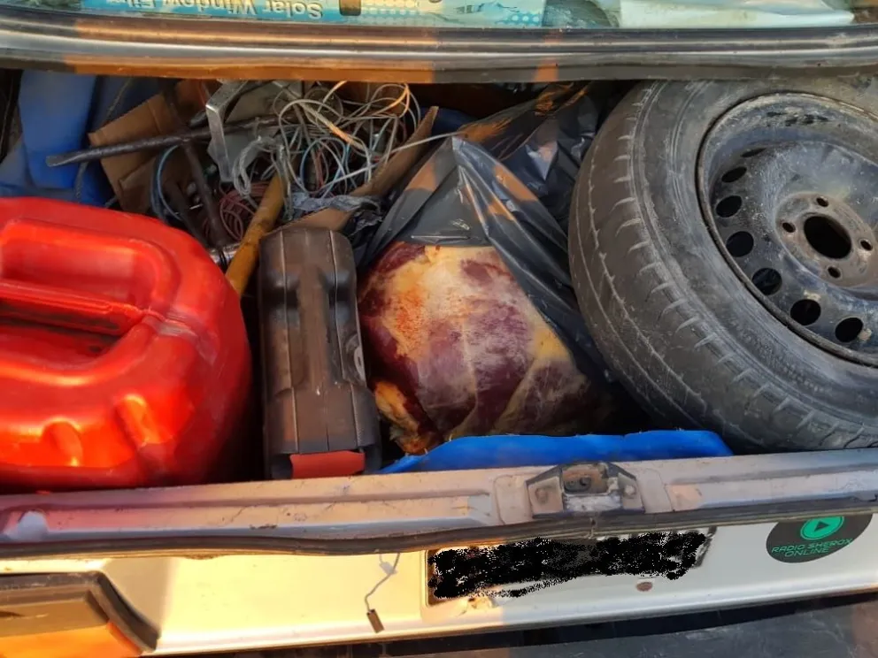Intentaron pasar un control policial con carne faenada, escondida en el asiento trasero y baúl 