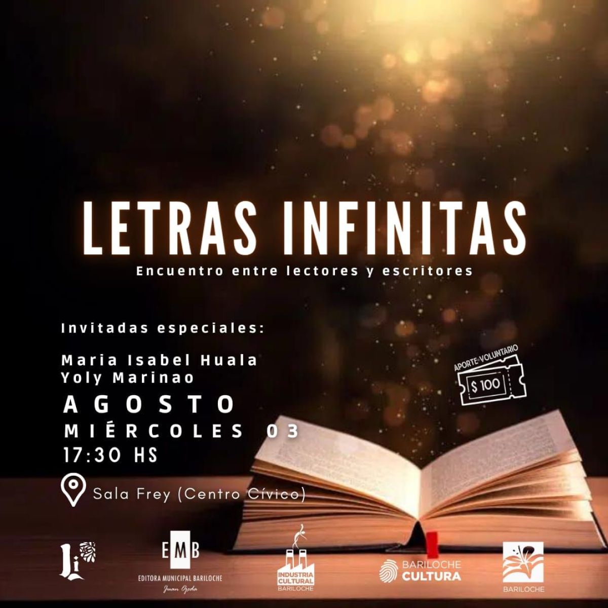 Invitan a participar de Letras Infinitas este miércoles 3 en la Sala Frey
