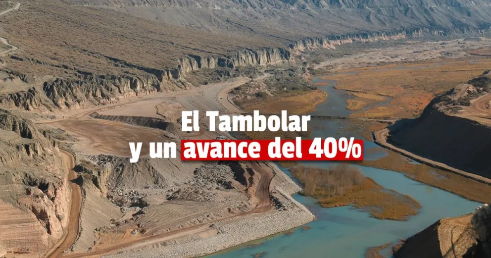 Uñac recorrió las obras del dique El Tambolar