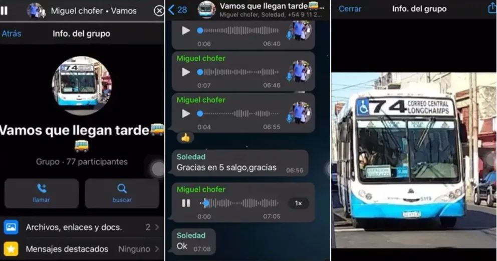 Un chofer de colectivo creó un grupo de WhatsApp para avisarle a los pasajeros el recorrido