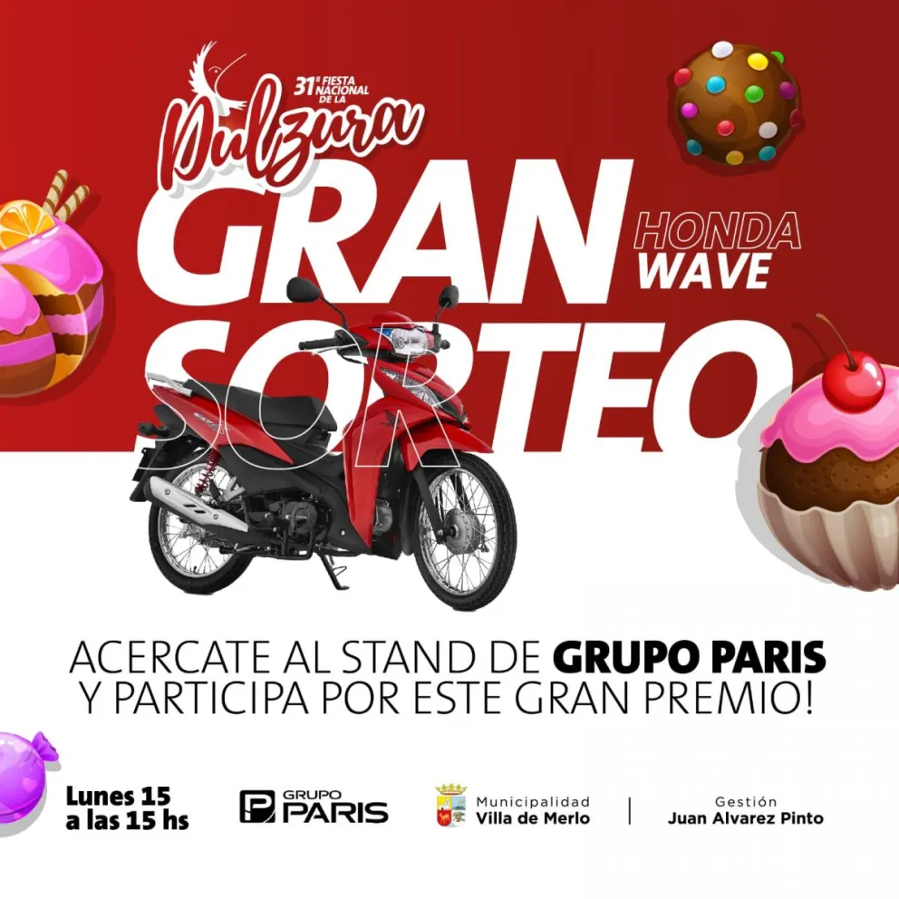 En La Fiesta Nacional de la Dulzura se sorteará una Honda Wave 