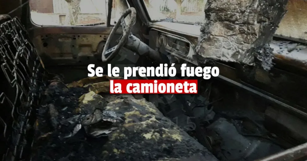 Chimbas: por un desperfecto mecánico se incendió una camioneta 