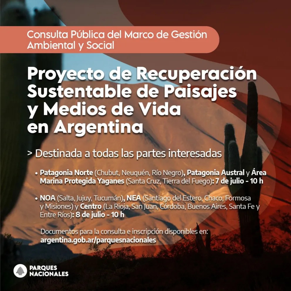 Invitan a participar de la presentación y consulta del Marco de Gestión Ambiental y Social