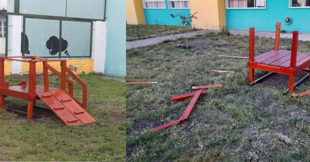 El angustiante momento que vive el jardín del Inalauquen: volvieron a destrozar los juegos de los chicos
